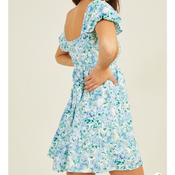 Altar’d State Blue Floral Puff Sleeve Dress Size XL - Picture 2 of 9